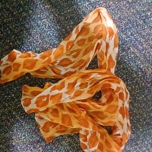 Orange and White Patterned Scarf